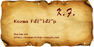 Kozma Fülöp névjegykártya